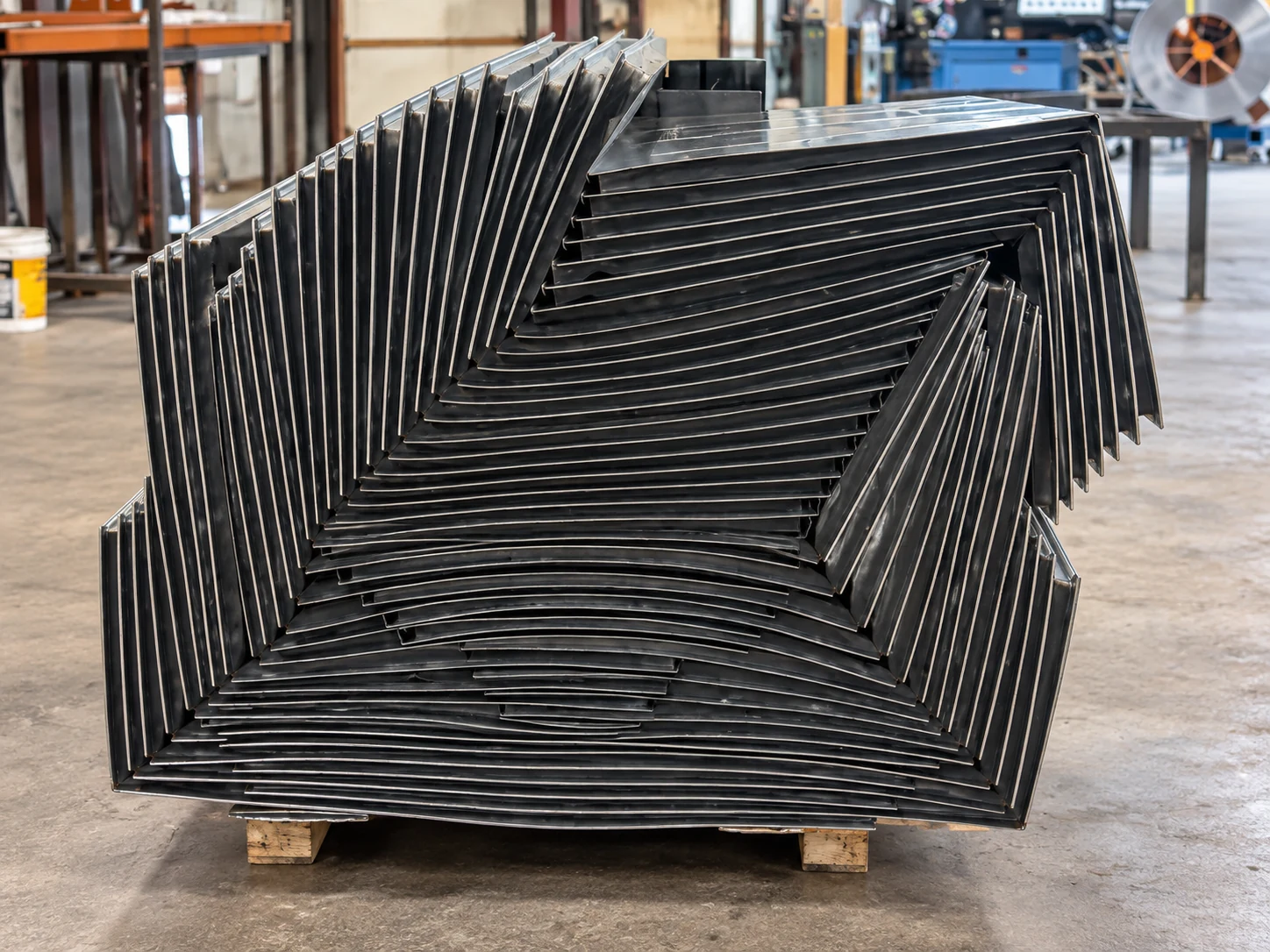 Pallet of Paintlock rectangular ductwork fabricated by Custom Duct Manufacturing